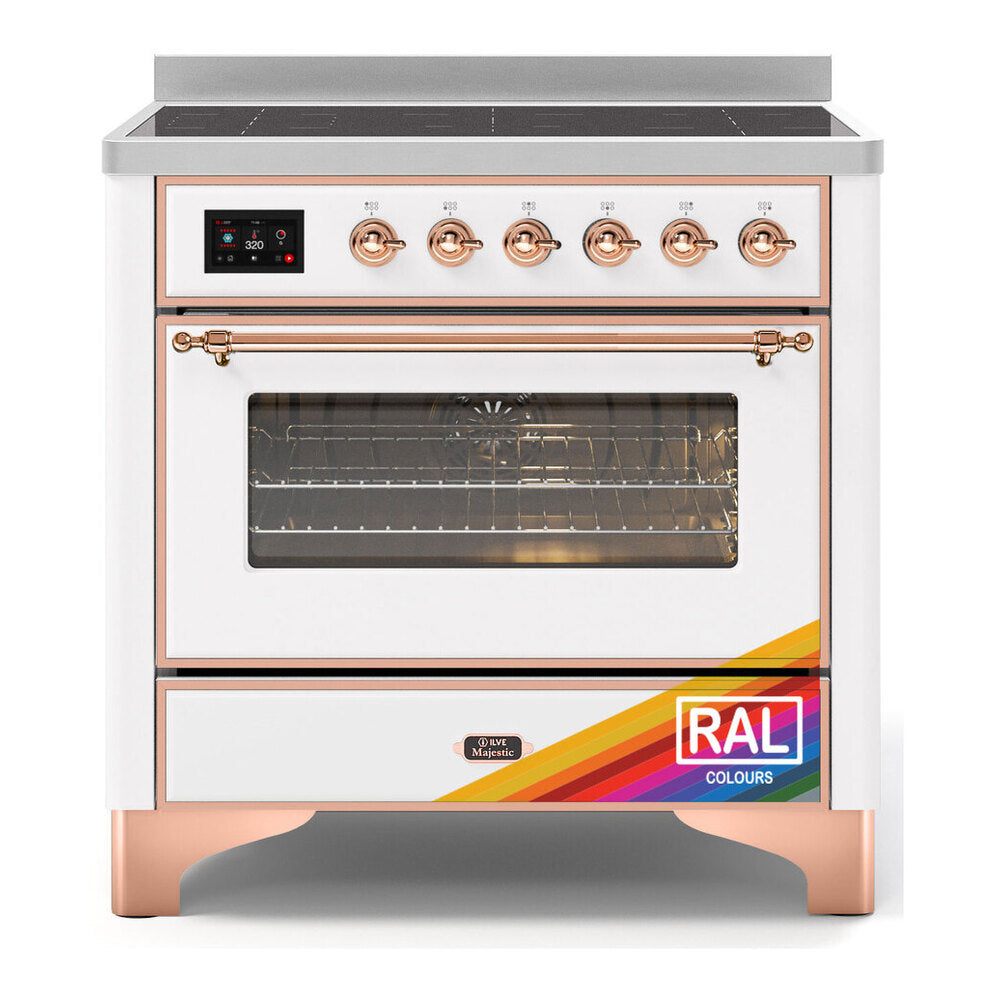 ILVE Majestic II 36" RAL Induction Range with 5 Elements Triple Glass Door