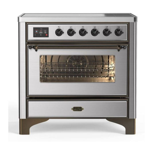 ILVE Majestic II 36" Stainless Steel Induction Range with 5 Elements Triple Glass Door
