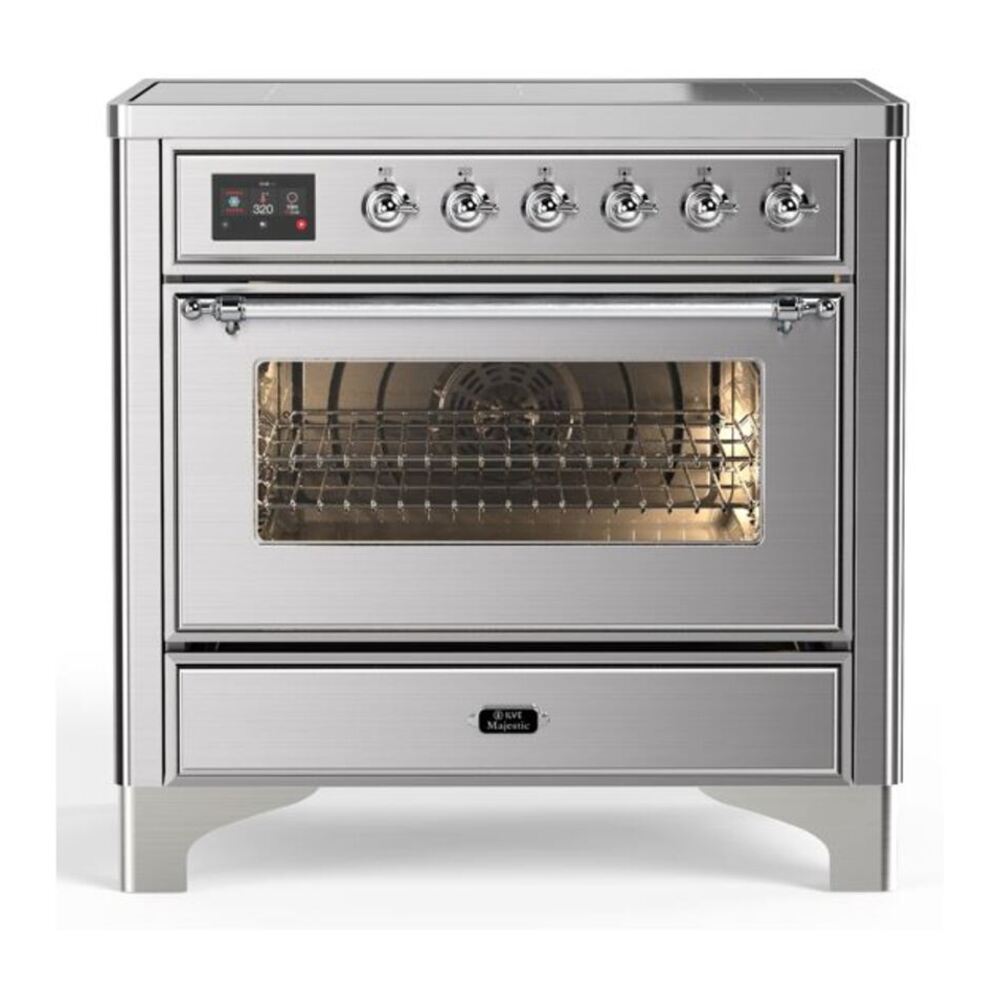 ILVE Majestic II 36" Stainless Steel Induction Range with 5 Elements Triple Glass Door