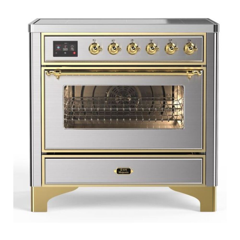 ILVE Majestic II 36" Stainless Steel Induction Range with 5 Elements Triple Glass Door