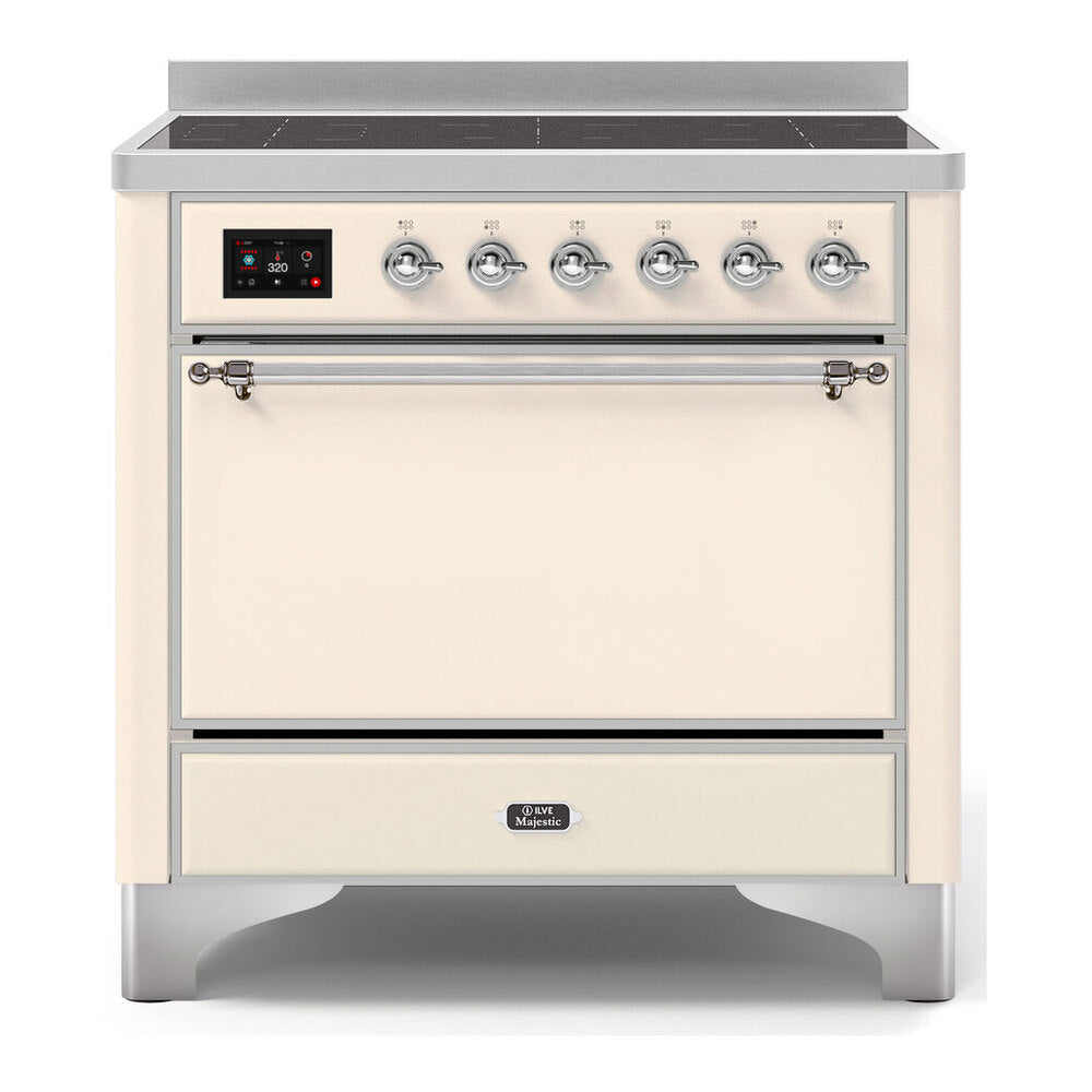 ILVE Majestic II 36" Antique White Induction Range with 5 Elements Solid Door