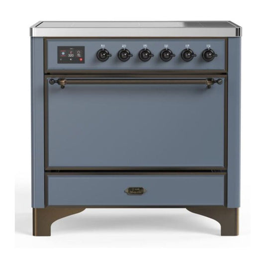 ILVE Majestic II 36" Blue Grey Induction Range with 5 Elements Solid Door