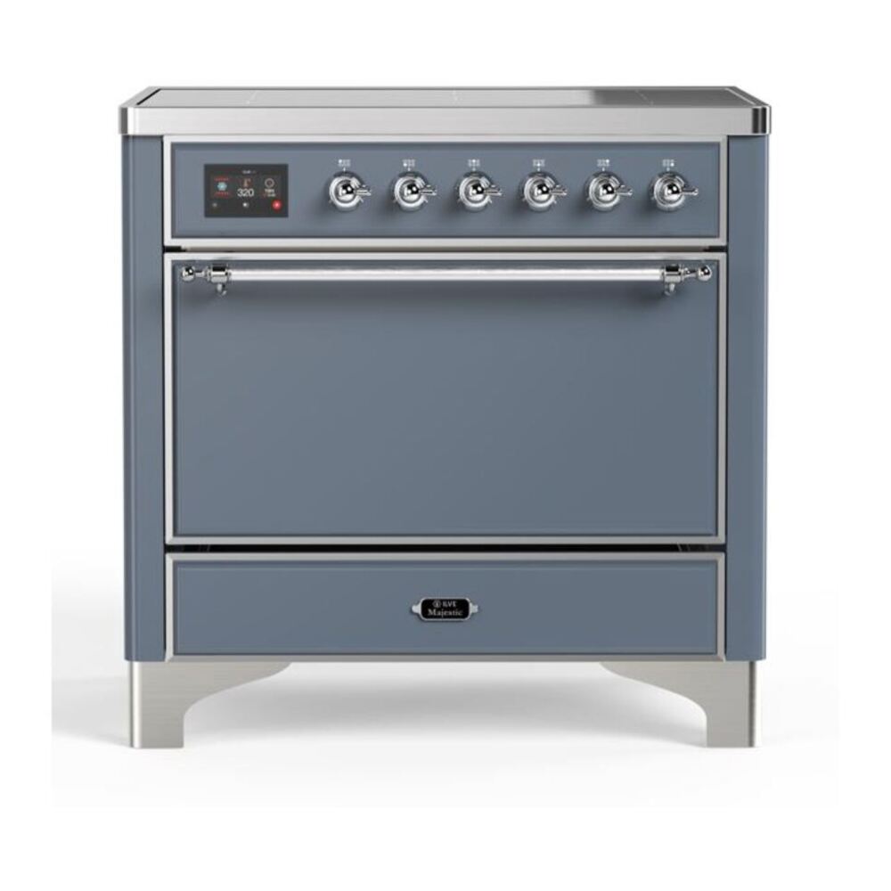 ILVE Majestic II 36" Blue Grey Induction Range with 5 Elements Solid Door