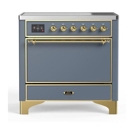 ILVE Majestic II 36" Blue Grey Induction Range with 5 Elements Solid Door