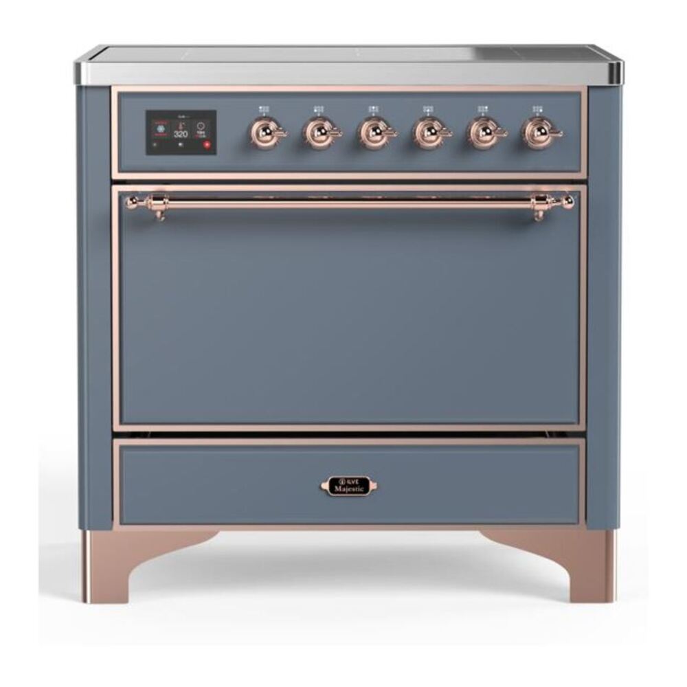 ILVE Majestic II 36" Blue Grey Induction Range with 5 Elements Solid Door