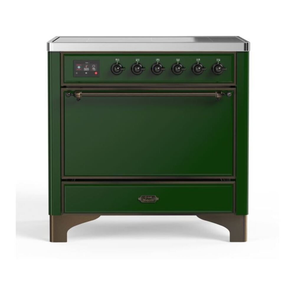 ILVE Majestic II 36" Emerald Green Induction Range with 5 Elements Solid Door