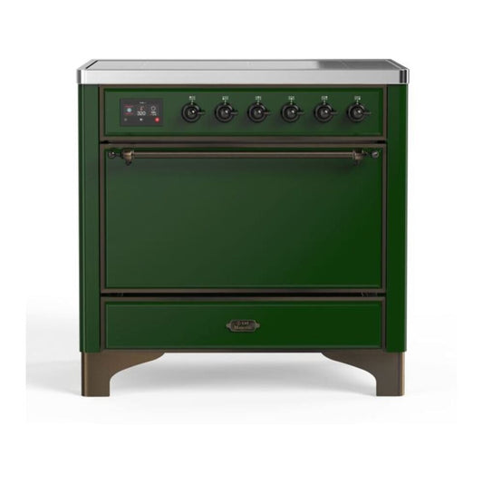 ILVE Majestic II 36" Emerald Green Induction Range with 5 Elements Solid Door