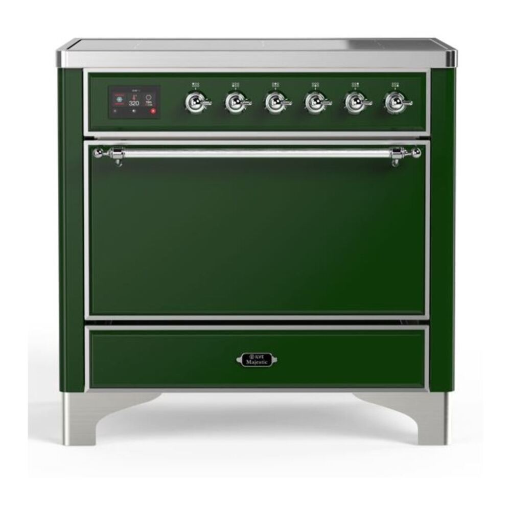 ILVE Majestic II 36" Emerald Green Induction Range with 5 Elements Solid Door