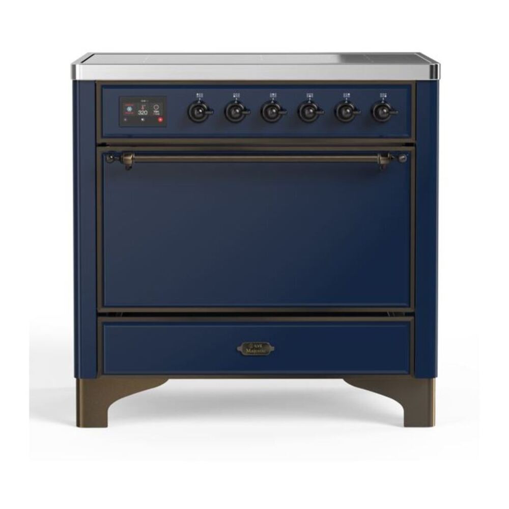 ILVE Majestic II 36" Midnight Blue Induction Range with 5 Elements Solid Door