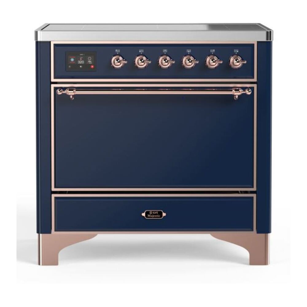 ILVE Majestic II 36" Midnight Blue Induction Range with 5 Elements Solid Door