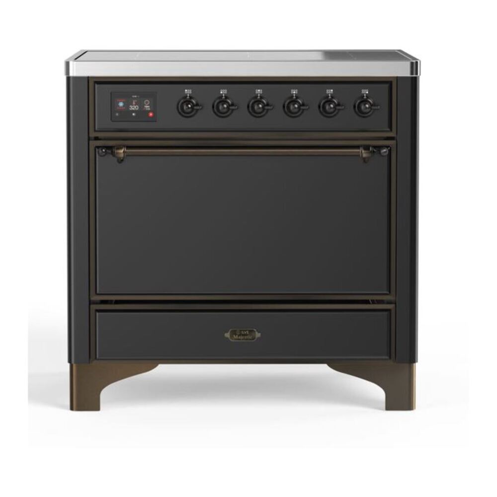 ILVE Majestic II 36" Graphite Matte Induction Range with 5 Elements Solid Door
