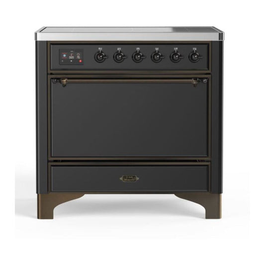 ILVE Majestic II 36" Graphite Matte Induction Range with 5 Elements Solid Door