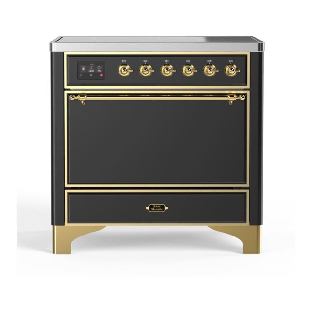 ILVE Majestic II 36" Graphite Matte Induction Range with 5 Elements Solid Door