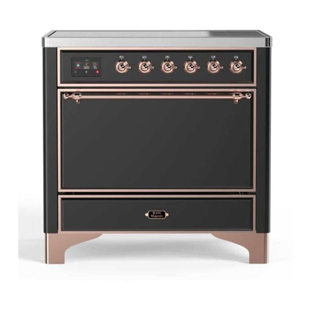 ILVE Majestic II 36" Graphite Matte Induction Range with 5 Elements Solid Door