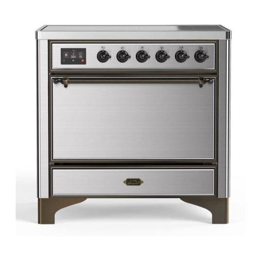 ILVE Majestic II 36" Stainless Steel Induction Range with 5 Elements Solid Door