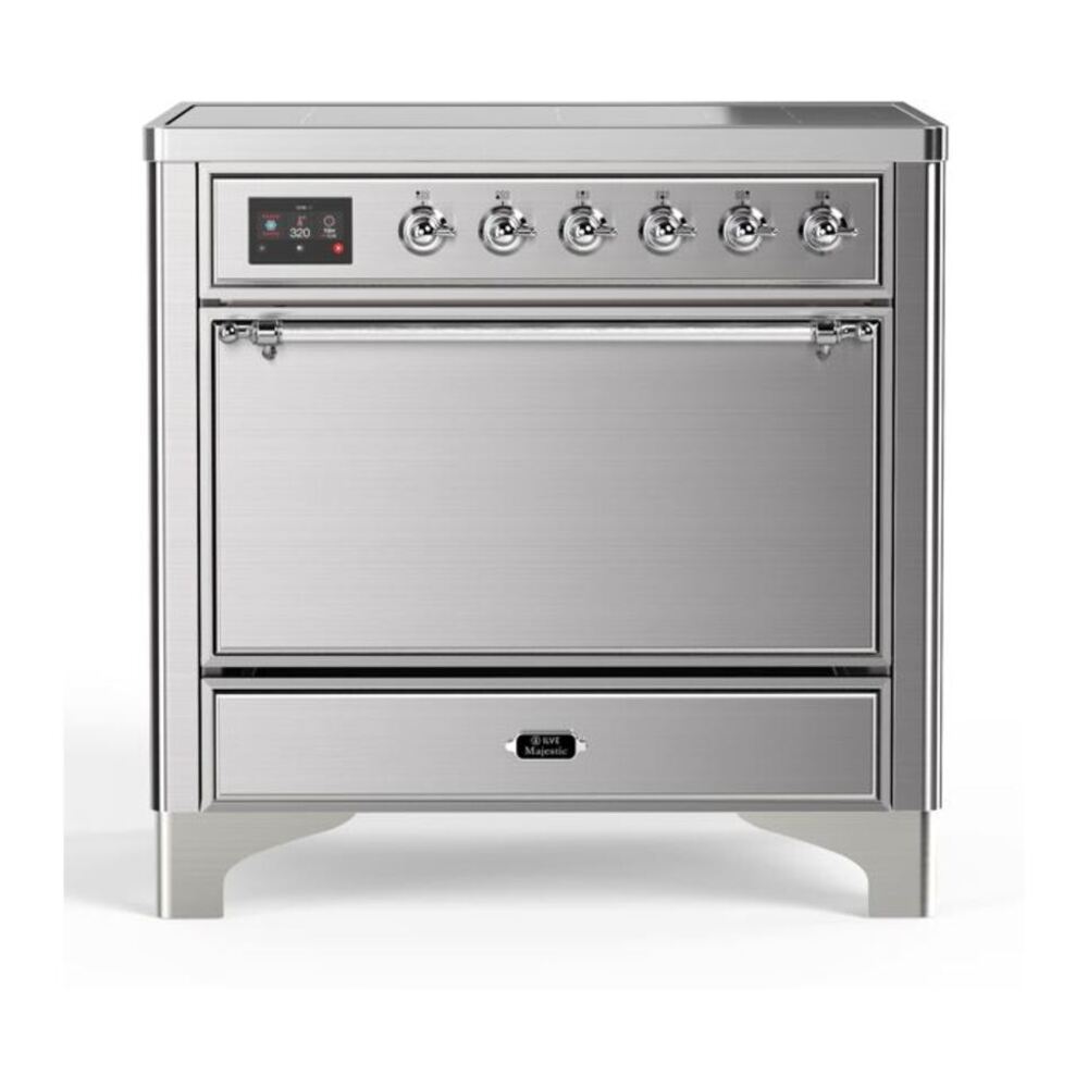 ILVE Majestic II 36" Stainless Steel Induction Range with 5 Elements Solid Door