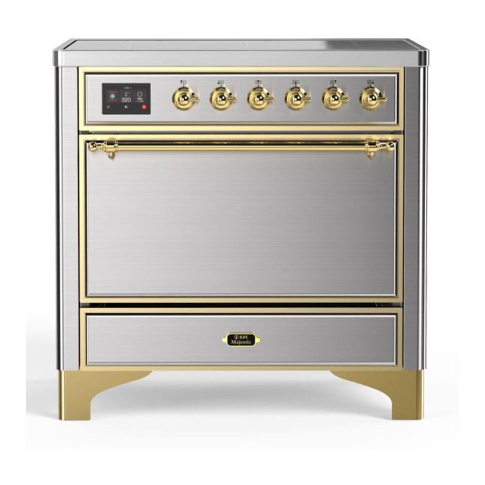 ILVE Majestic II 36" Stainless Steel Induction Range with 5 Elements Solid Door