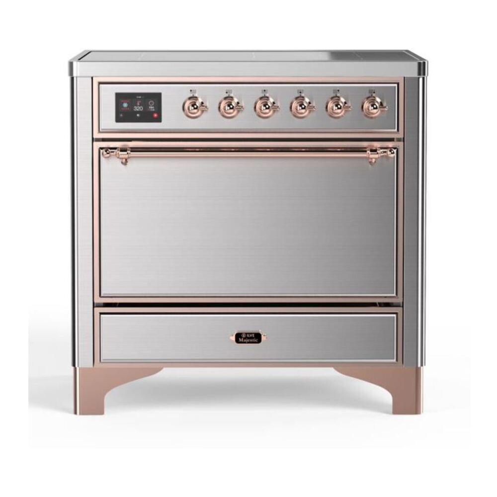 ILVE Majestic II 36" Stainless Steel Induction Range with 5 Elements Solid Door