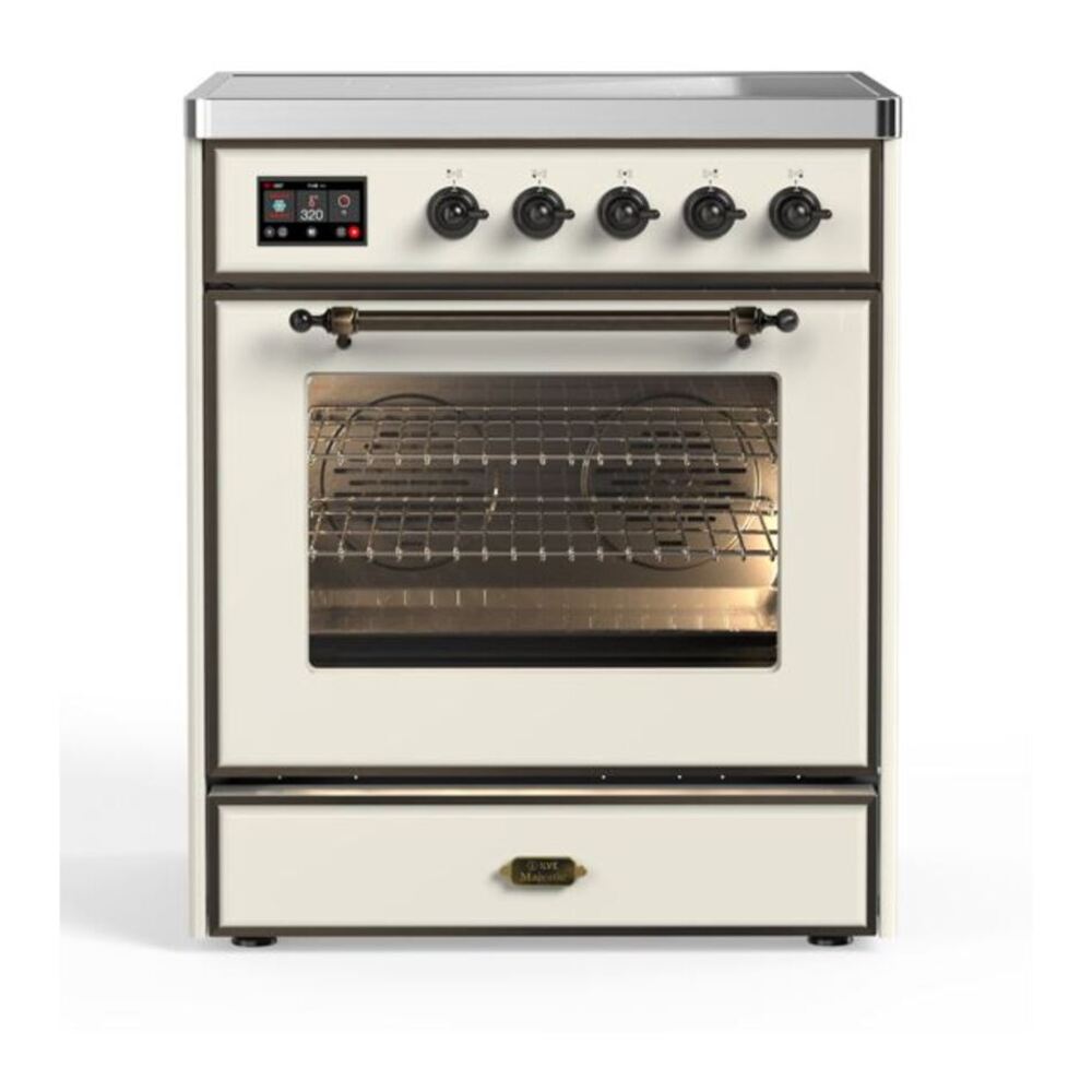 ILVE Majestic II 30" Antique White Induction Range with 4 Elements Triple Glass Door