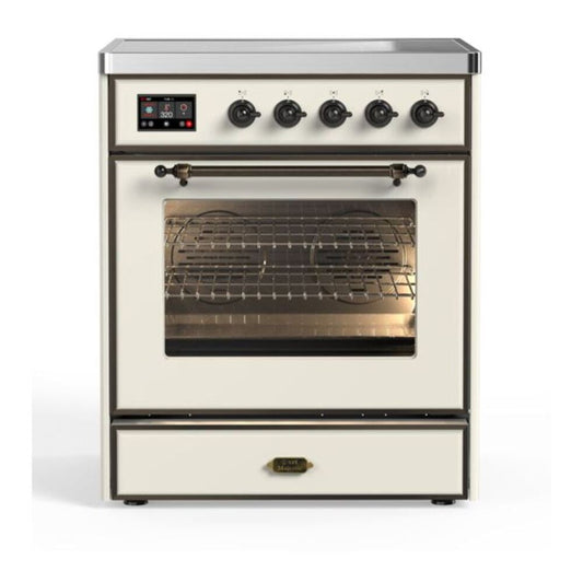ILVE Majestic II 30" Antique White Induction Range with 4 Elements Triple Glass Door