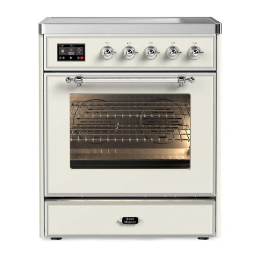 ILVE Majestic II 30" Antique White Induction Range with 4 Elements Triple Glass Door