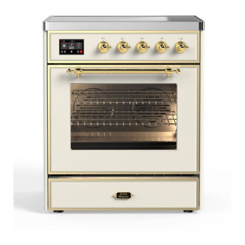 ILVE Majestic II 30" Antique White Induction Range with 4 Elements Triple Glass Door