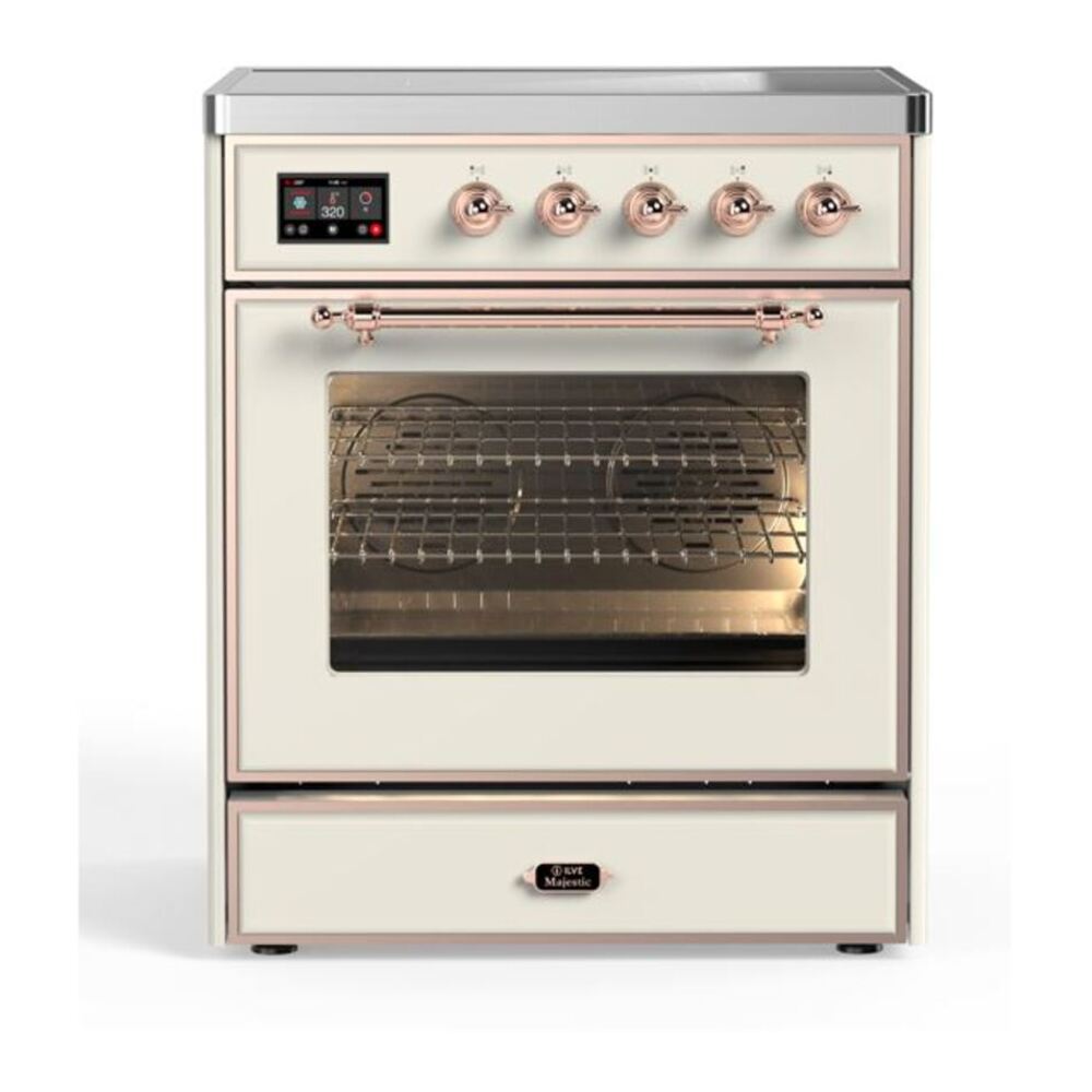 ILVE Majestic II 30" Antique White Induction Range with 4 Elements Triple Glass Door