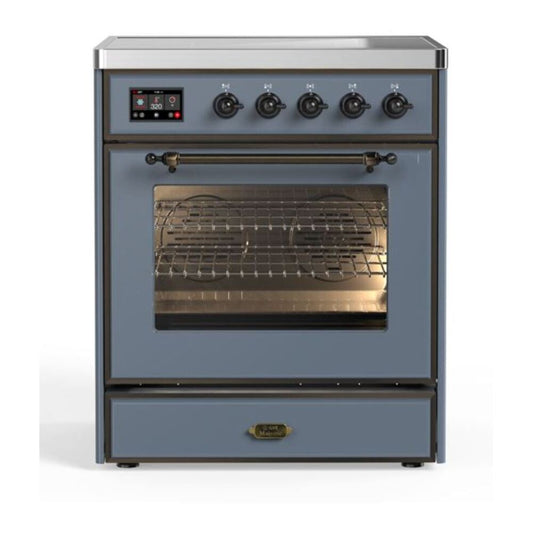 ILVE Majestic II 30" Blue Grey Induction Range with 4 Elements Triple Glass Door