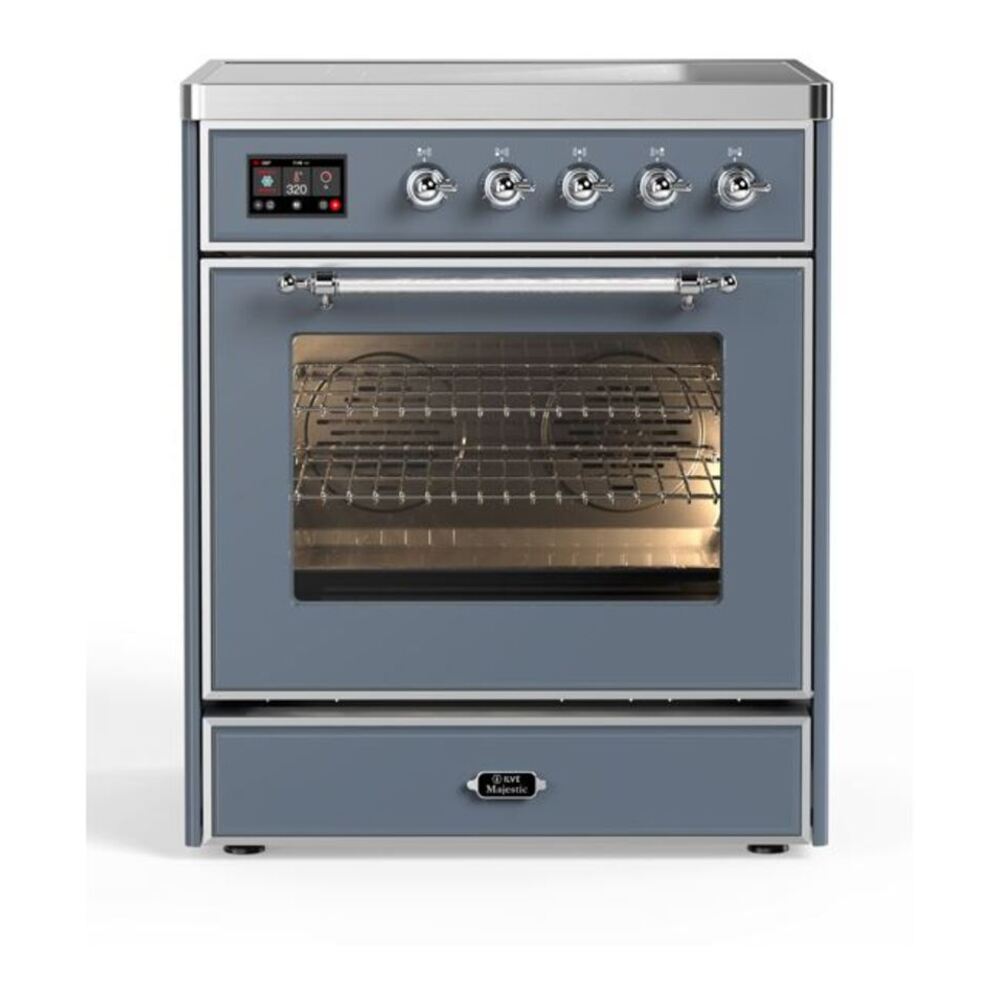 ILVE Majestic II 30" Blue Grey Induction Range with 4 Elements Triple Glass Door
