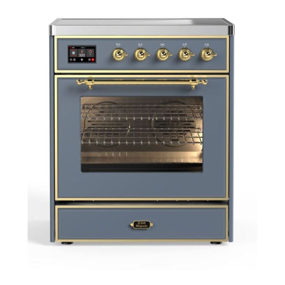 ILVE Majestic II 30" Blue Grey Induction Range with 4 Elements Triple Glass Door