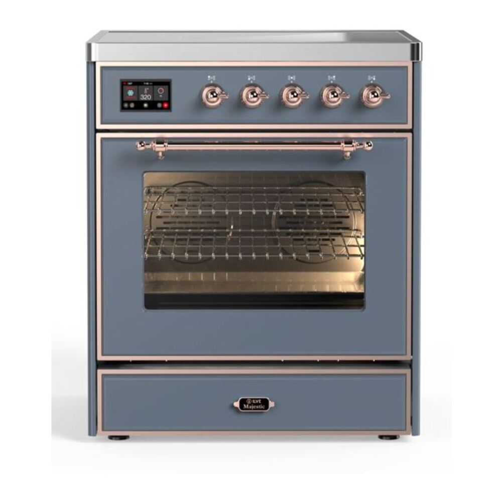 ILVE Majestic II 30" Blue Grey Induction Range with 4 Elements Triple Glass Door