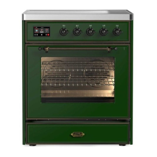 ILVE Majestic II 30" Emerald Green Induction Range with 4 Elements Triple Glass Door