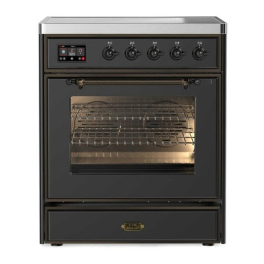 ILVE Majestic II 30" Graphite Matte Induction Range with 4 Elements Triple Glass Door