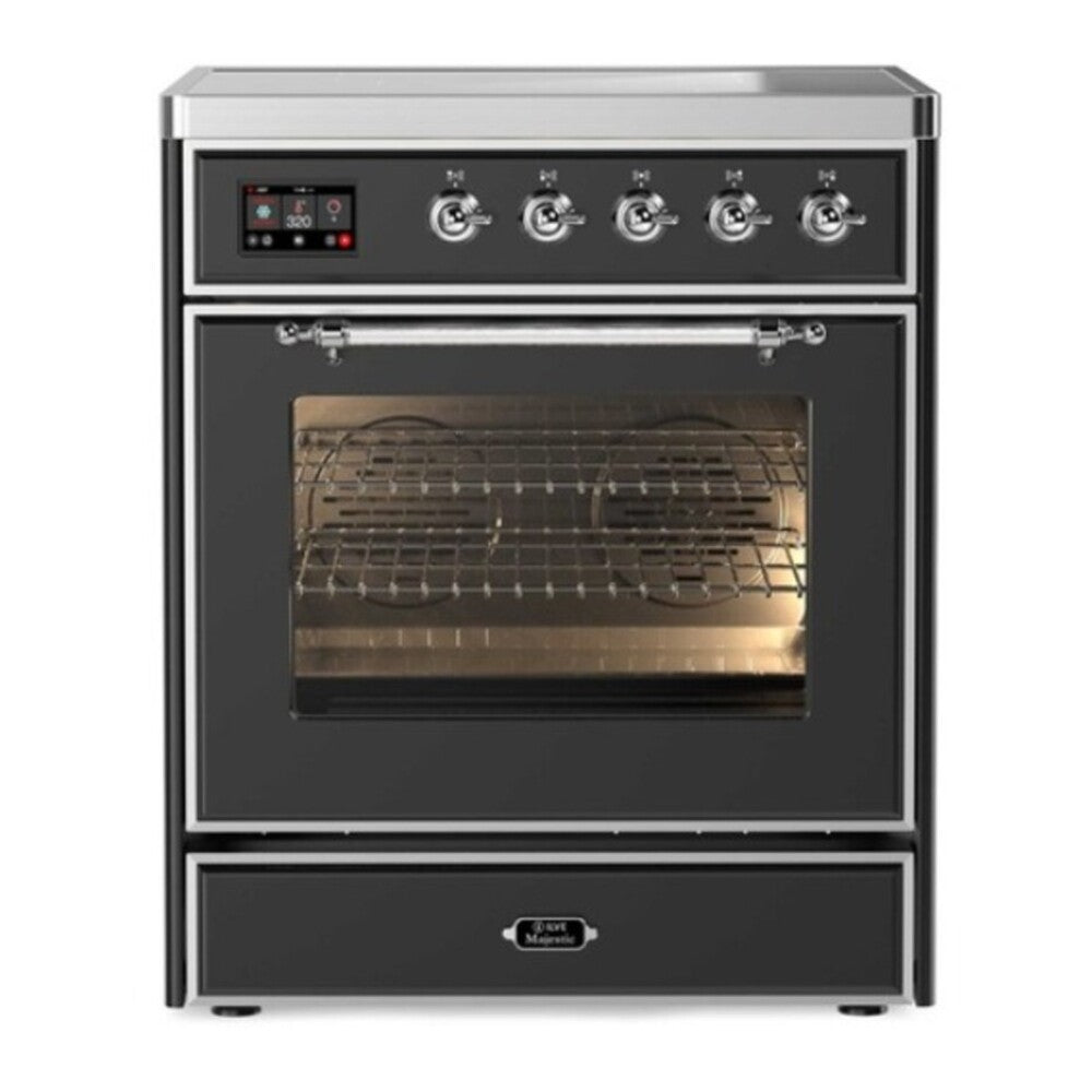 ILVE Majestic II 30" Graphite Matte Induction Range with 4 Elements Triple Glass Door