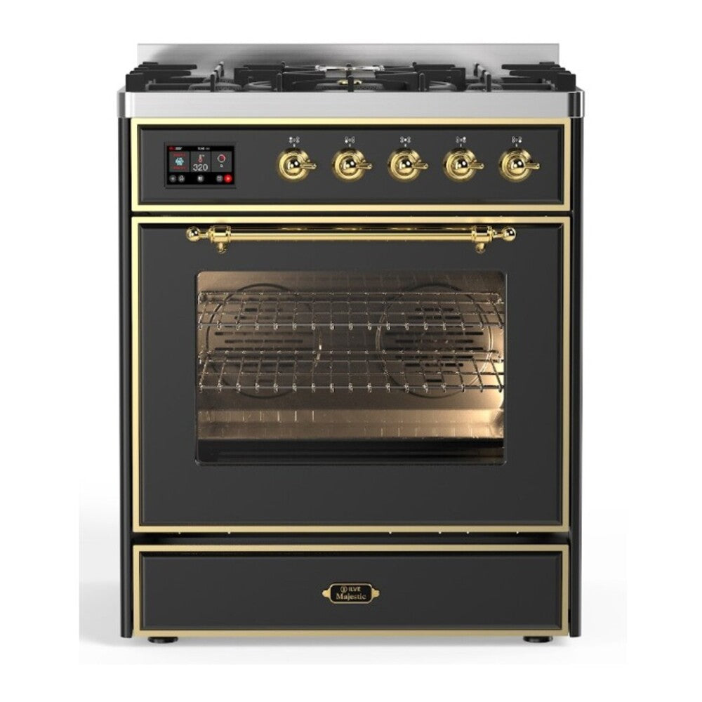 ILVE Majestic II 30" Graphite Matte Induction Range with 4 Elements Triple Glass Door