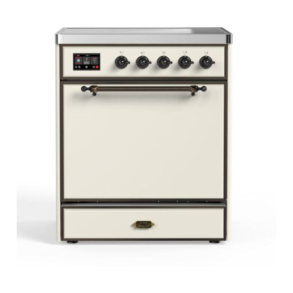 ILVE Majestic II 30" Antique White Induction Range with 4 Elements Solid Door
