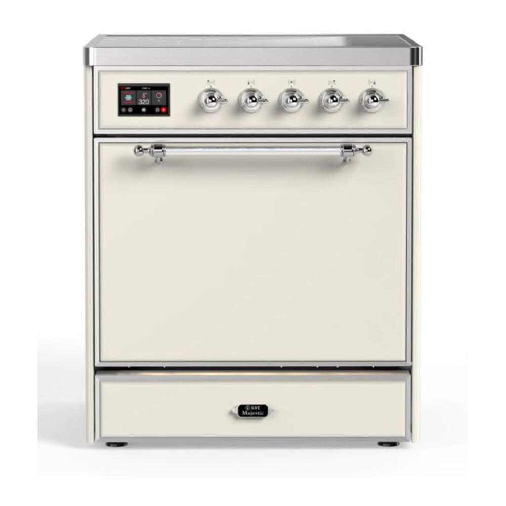 ILVE Majestic II 30" Antique White Induction Range with 4 Elements Solid Door