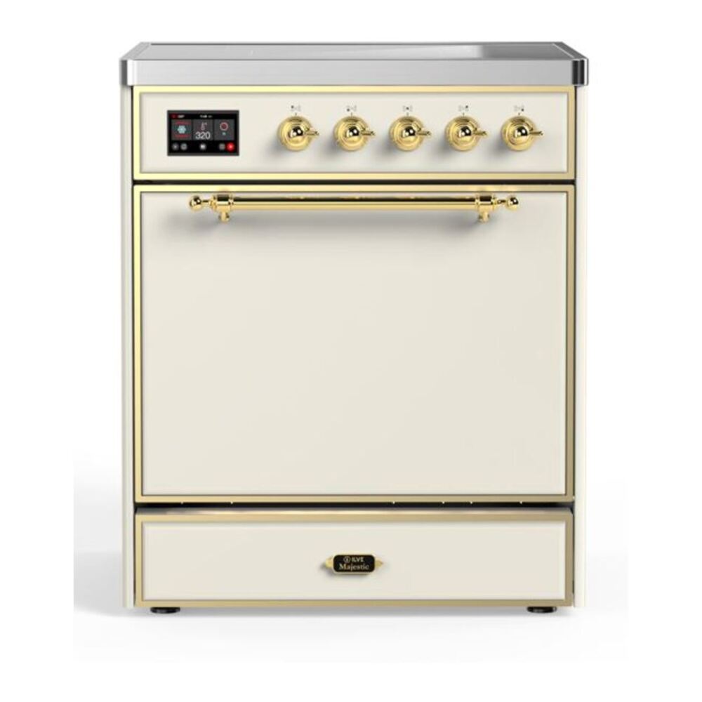 ILVE Majestic II 30" Antique White Induction Range with 4 Elements Solid Door