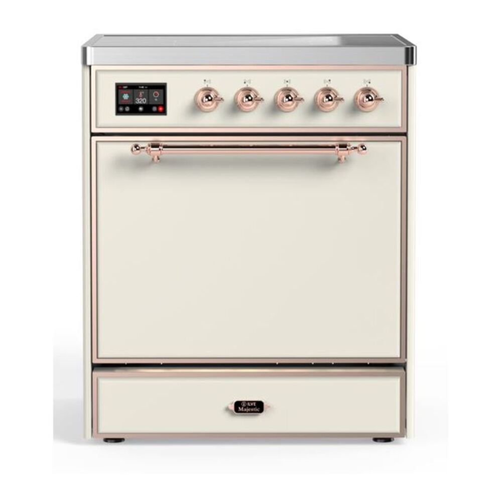 ILVE Majestic II 30" Antique White Induction Range with 4 Elements Solid Door