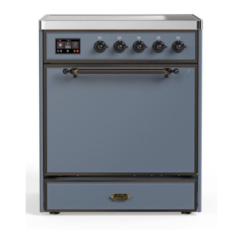 ILVE Majestic II 30" Blue Grey Induction Range with 4 Elements Solid Door