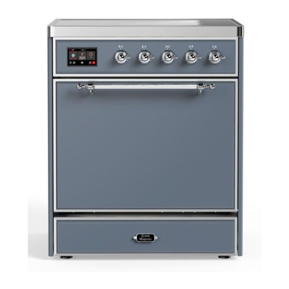 ILVE Majestic II 30" Blue Grey Induction Range with 4 Elements Solid Door