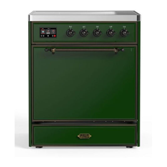 ILVE Majestic II 30" Emerald Green Induction Range with 4 Elements Solid Door