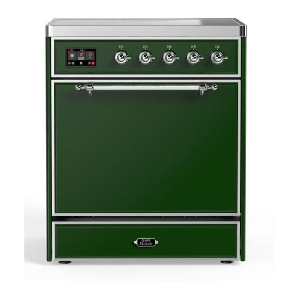 ILVE Majestic II 30" Emerald Green Induction Range with 4 Elements Solid Door