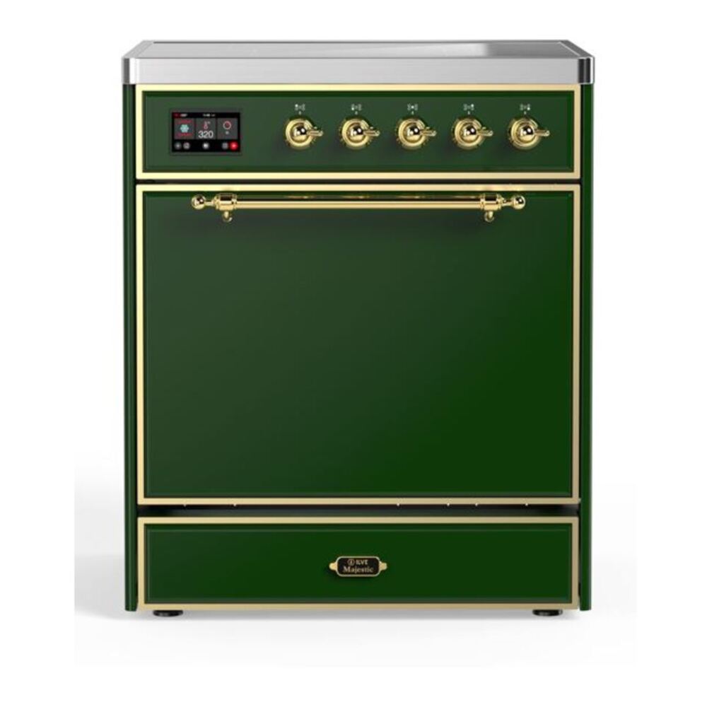 ILVE Majestic II 30" Emerald Green Induction Range with 4 Elements Solid Door