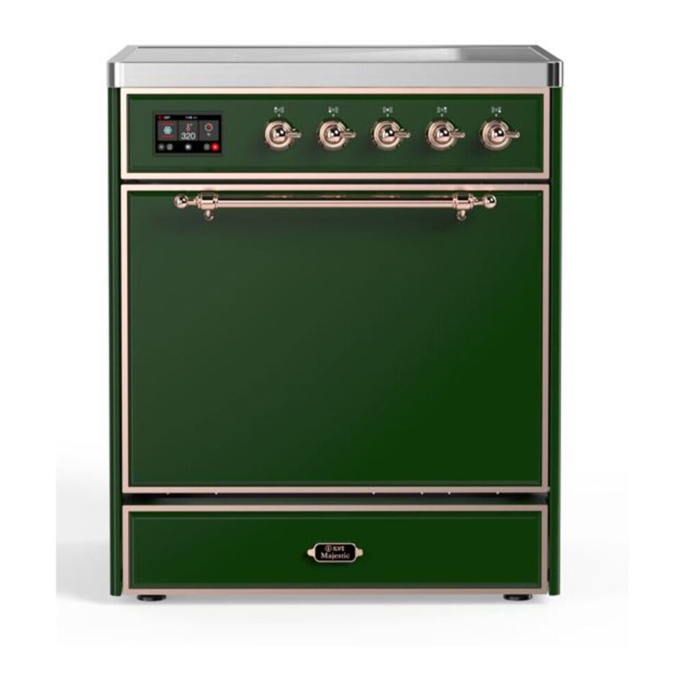 ILVE Majestic II 30" Emerald Green Induction Range with 4 Elements Solid Door