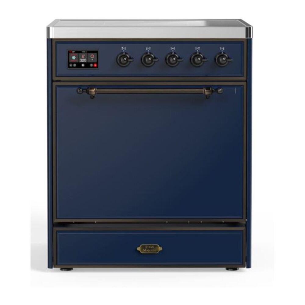 ILVE Majestic II 30" Midnight Blue Induction Range with 4 Elements Solid Door