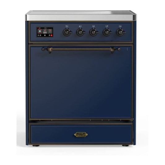 ILVE Majestic II 30" Midnight Blue Induction Range with 4 Elements Solid Door