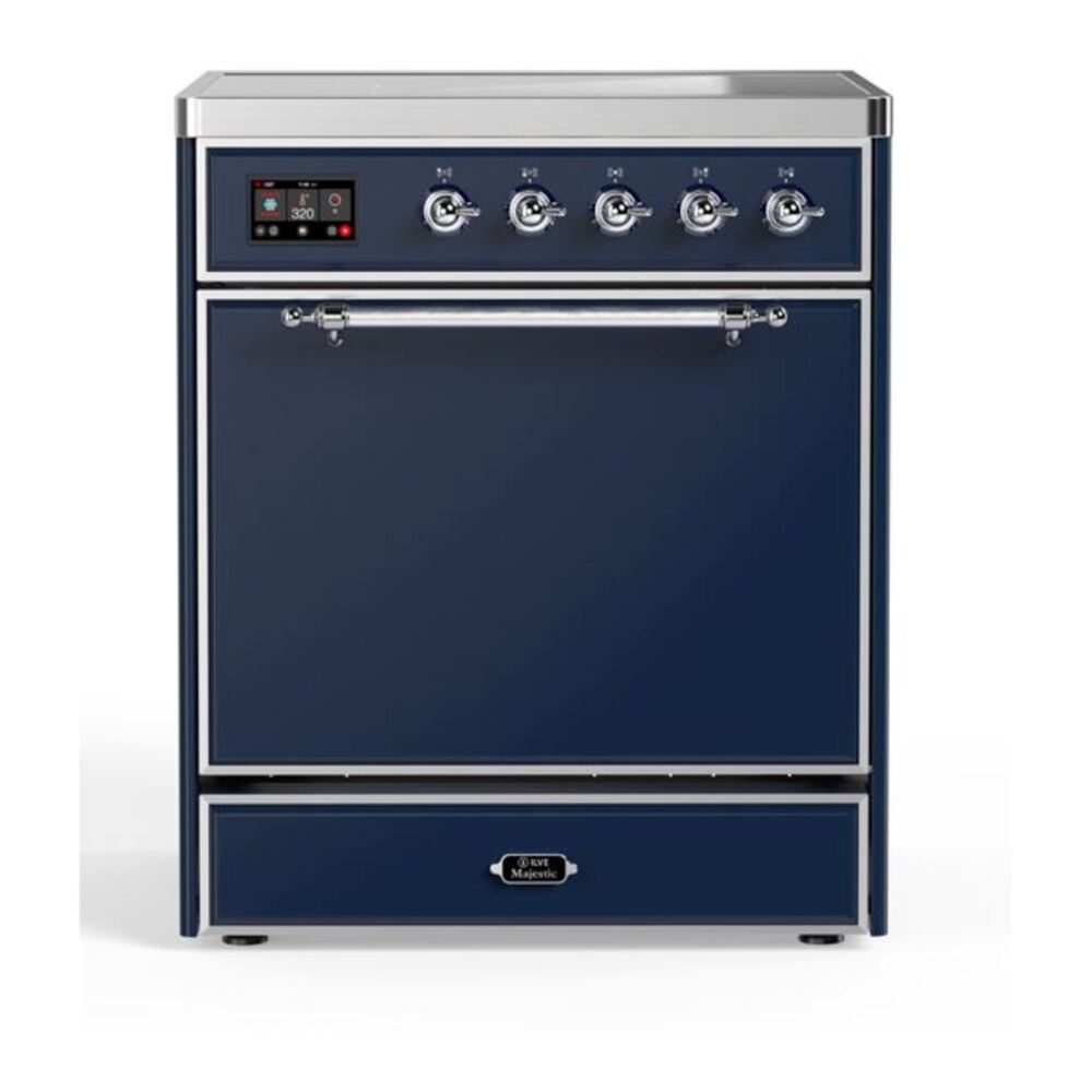 ILVE Majestic II 30" Midnight Blue Induction Range with 4 Elements Solid Door