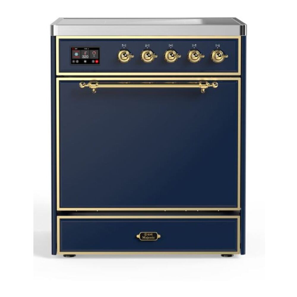ILVE Majestic II 30" Midnight Blue Induction Range with 4 Elements Solid Door