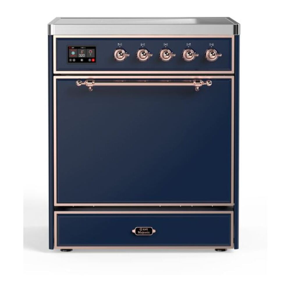 ILVE Majestic II 30" Midnight Blue Induction Range with 4 Elements Solid Door